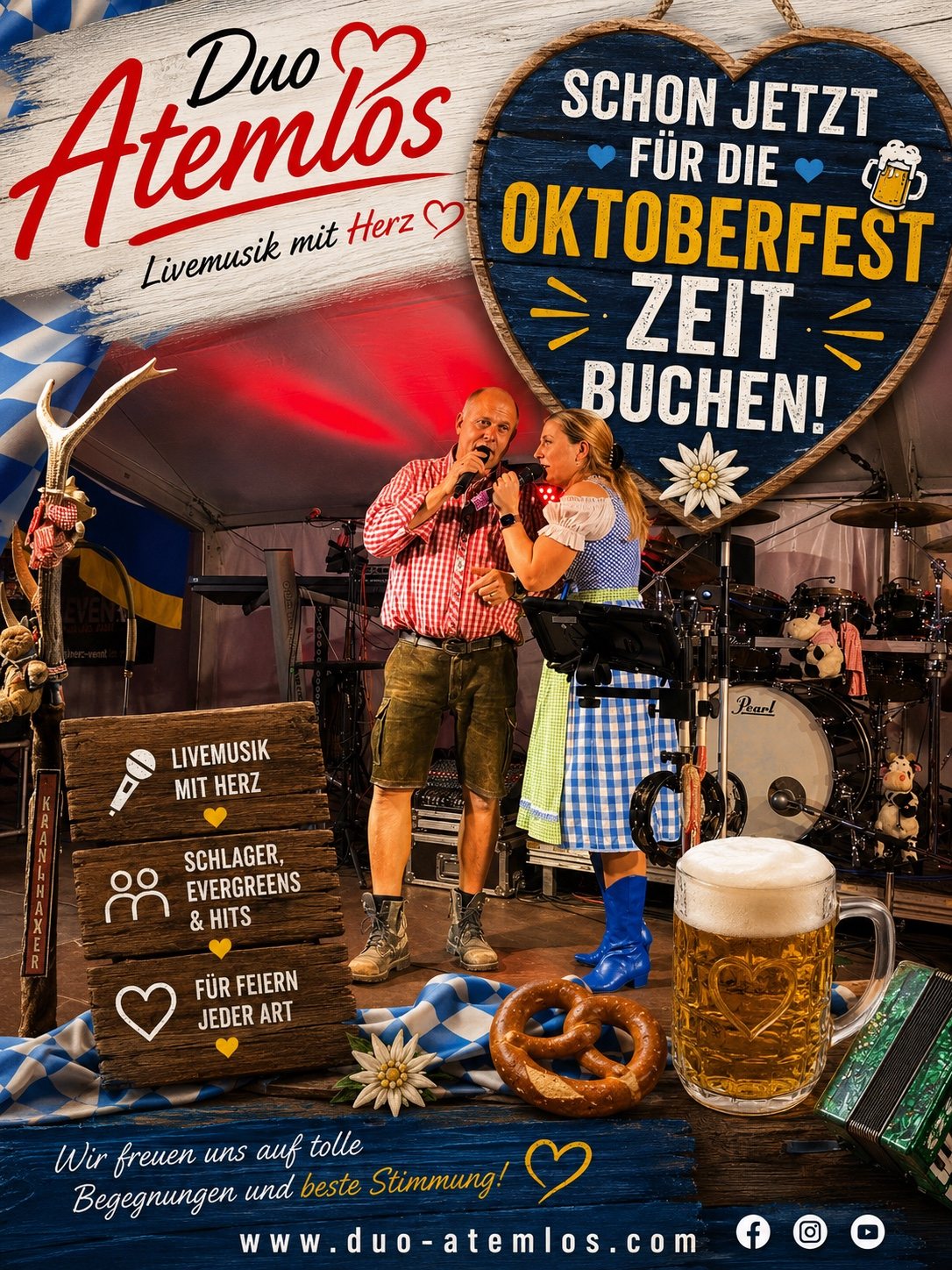 Duo Atemlos bei einem stimmungsvollen Oktoberfest-Auftritt